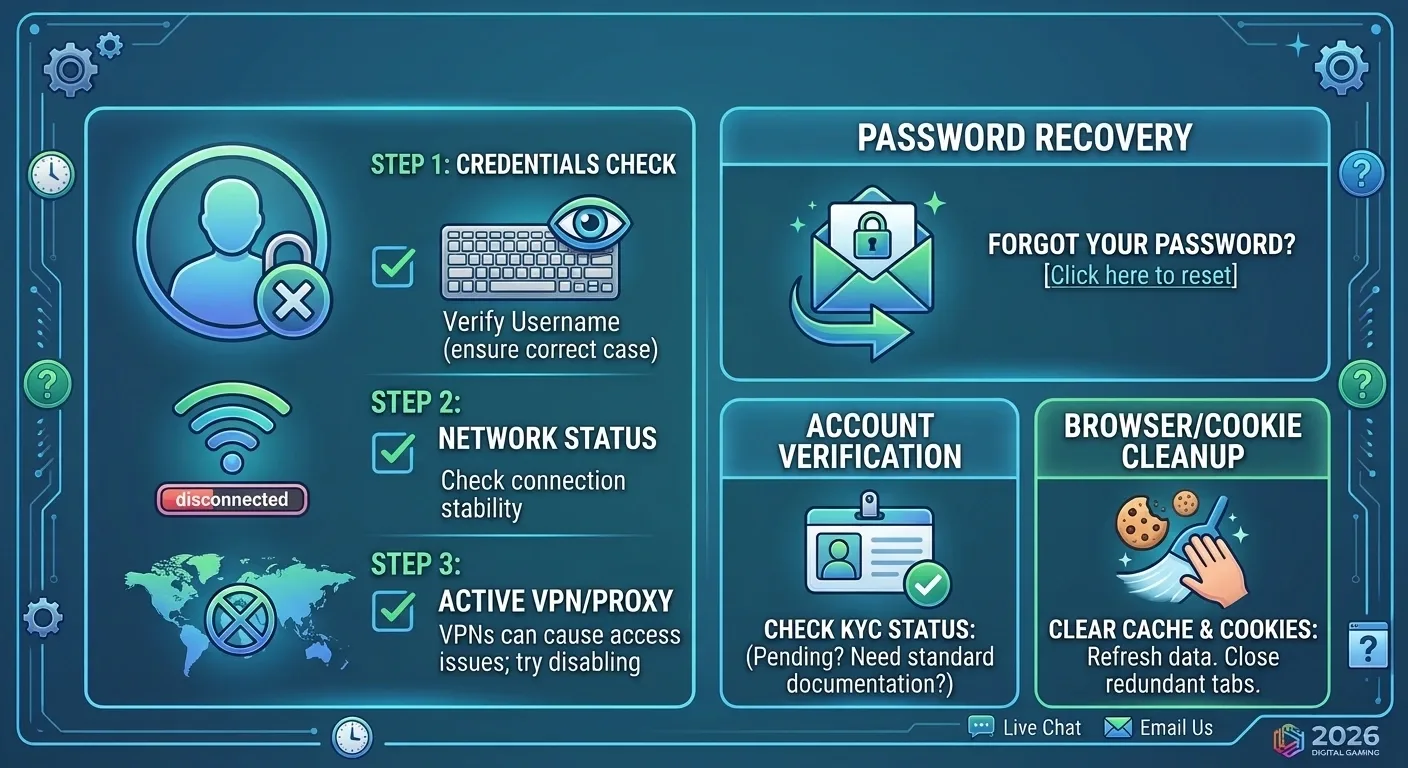 Casino login not working